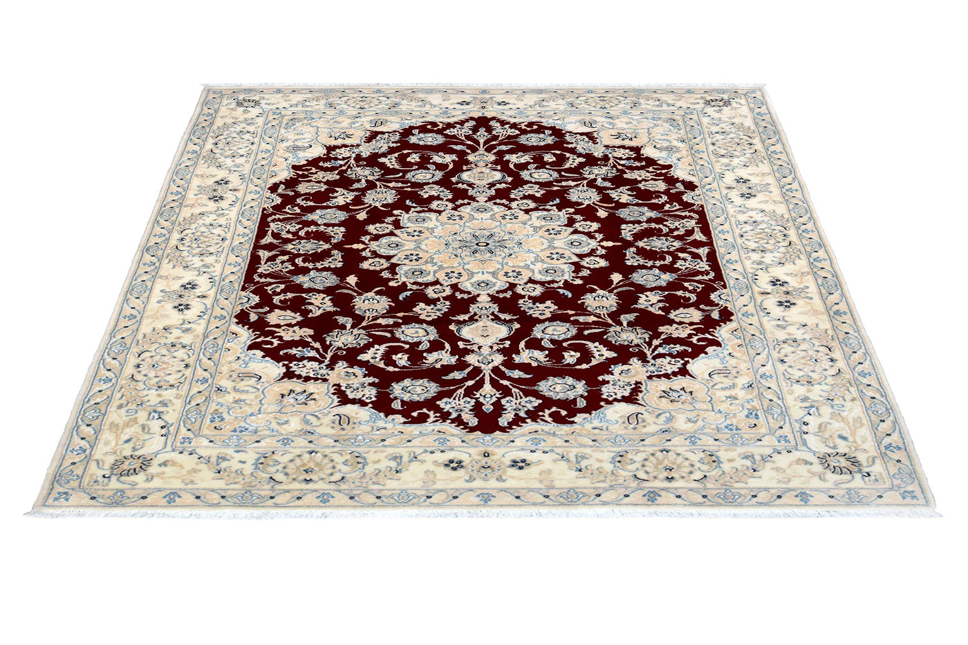 Persian Nain Medallion Rug handmade area rug Shop Tapis 4'6 X 6'6 