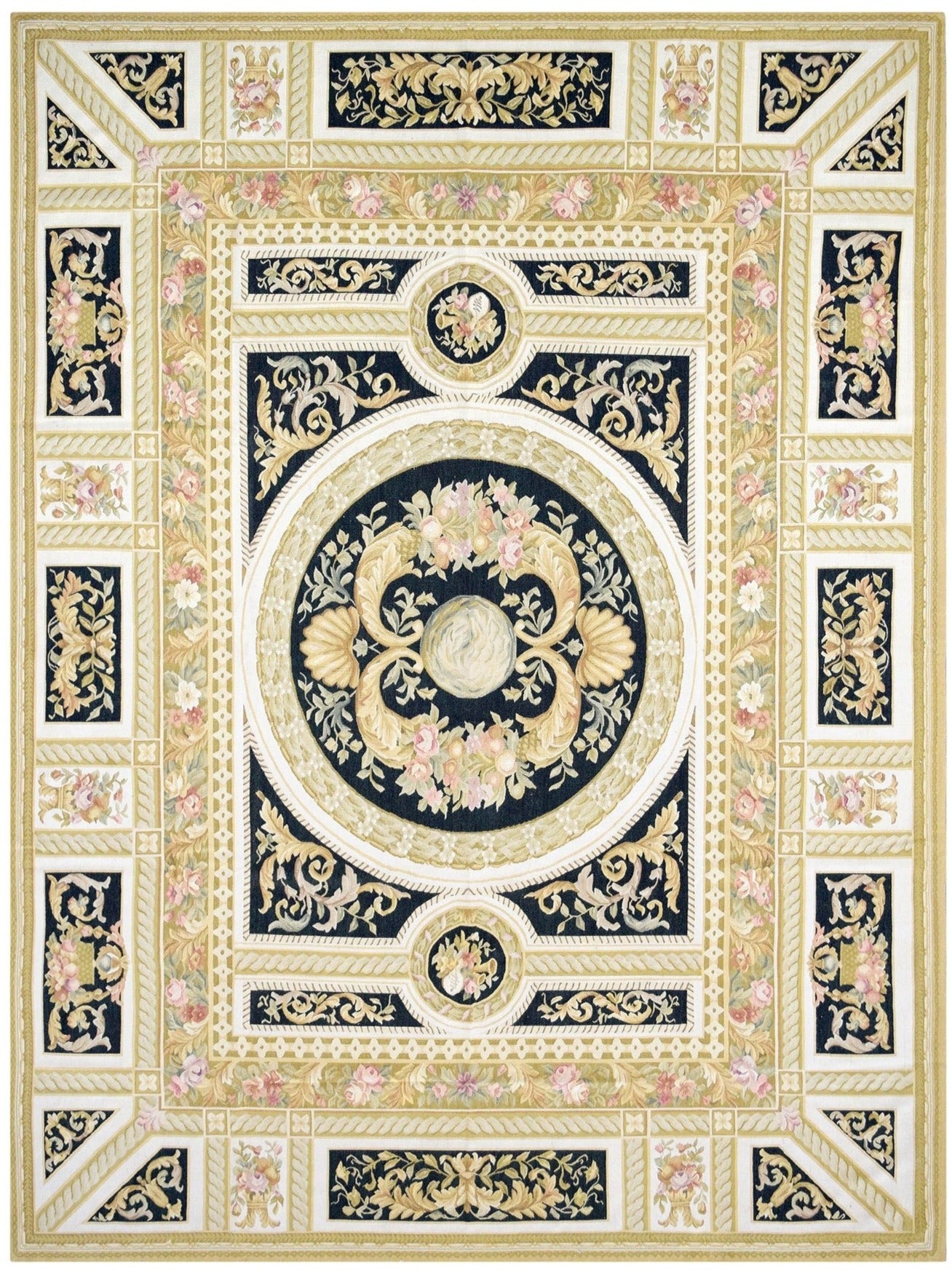 Savonnerie European Aubusson Gold Rug handmade area rug Shop Tapis 9 X 12 