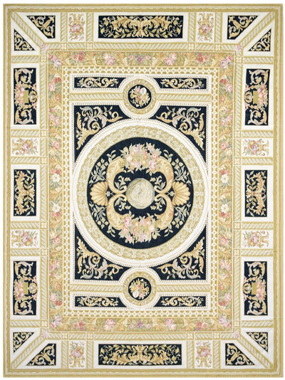 Savonnerie European Aubusson Gold Rug handmade area rug Shop Tapis 9 X 12 