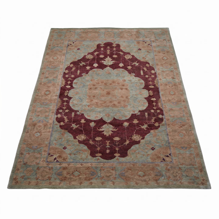 Tibetan Cotswold Burgundy &amp; Teal Wool Rug