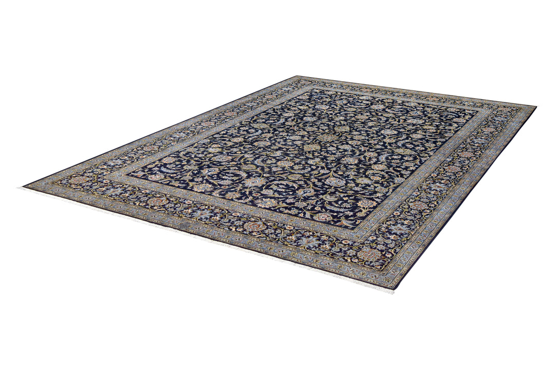 Kashan Miri Allover Navy Rug