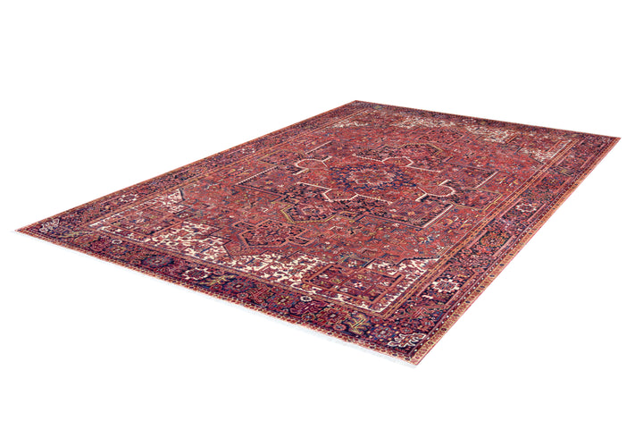 Heriz Geometric brick Red Rug