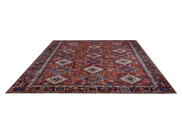 Antique Gharejeh Rust Wool Rug