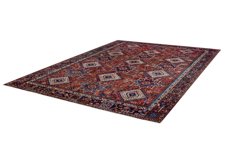 Antique Gharejeh Rust Wool Rug