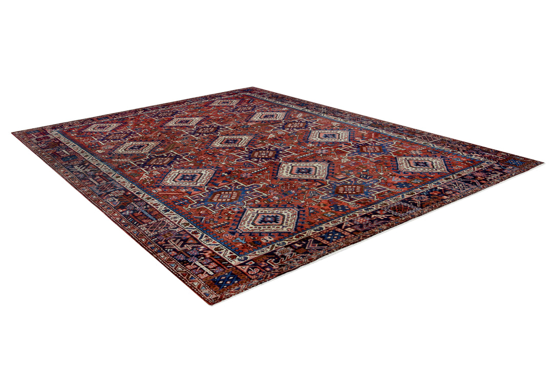 Antique Gharejeh Rust Wool Rug