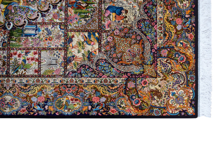 Classic Qum Acrylic Silk Garden Design Rug