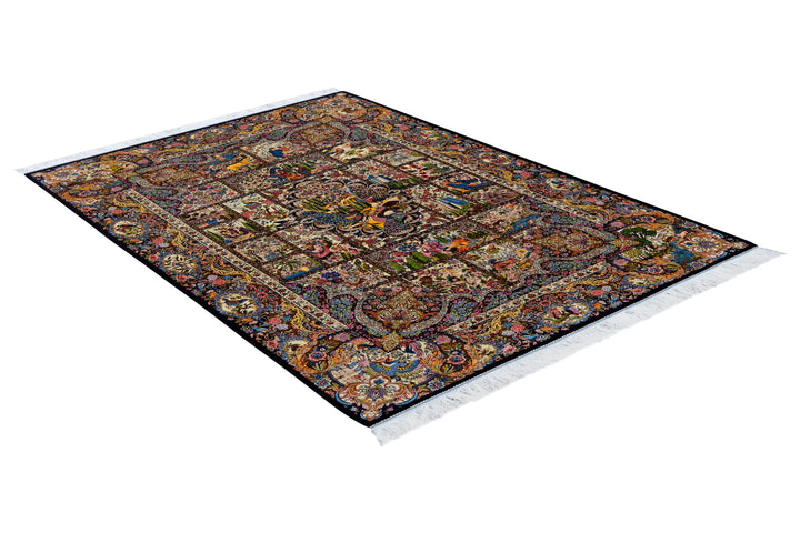 Classic Qum Acrylic Silk Garden Design Rug