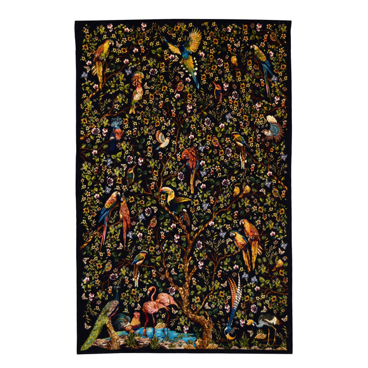 Birds of Paradise Art Silk Rug