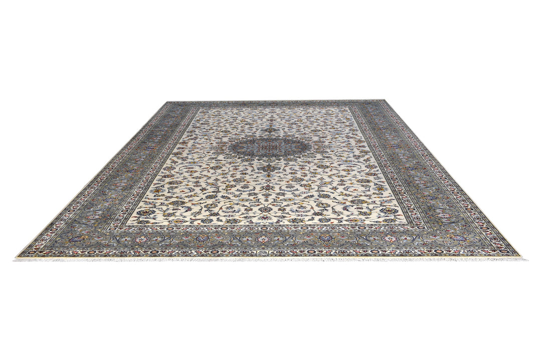 Persian Kashan Medallion Graystone Rug