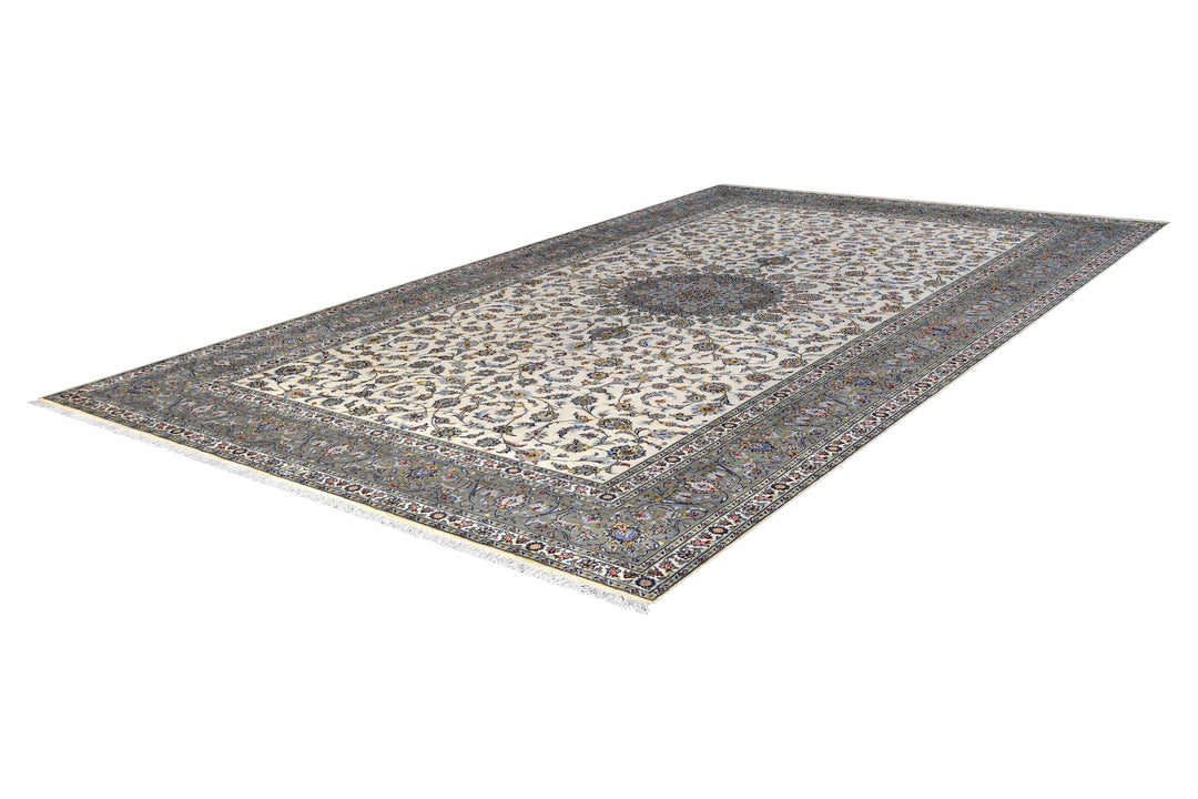 Persian Kashan Medallion Graystone Rug
