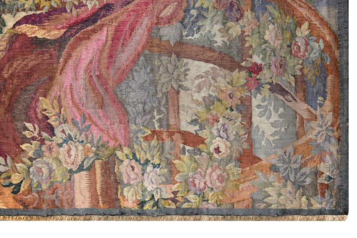 Antique French Portrait Tapestry Rug