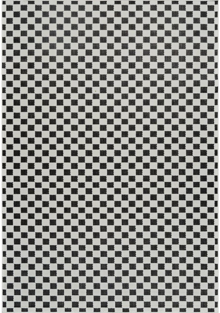 Checkered Black & Ivory Indoor/Outdoor Rug