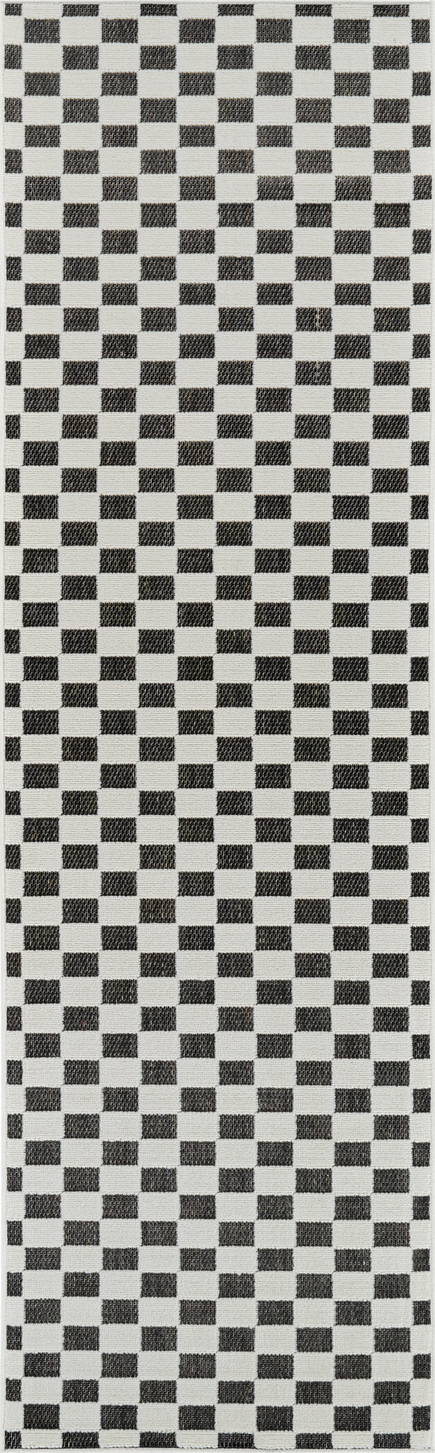 Checkered Black & Ivory Indoor/Outdoor Rug