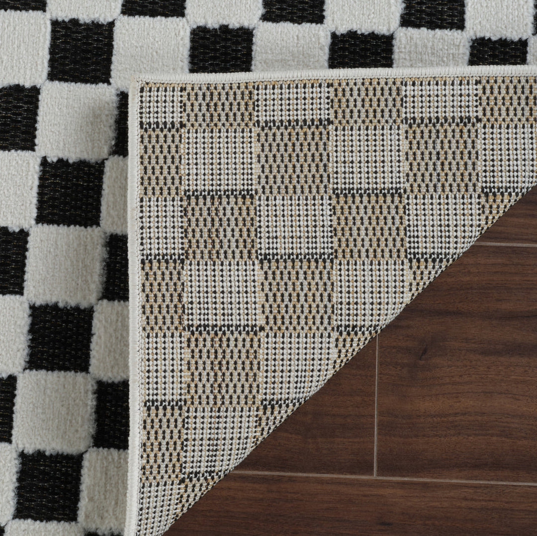 Checkered Black & Ivory Indoor/Outdoor Rug