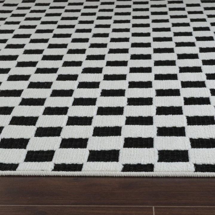 Checkered Black & Ivory Indoor/Outdoor Rug