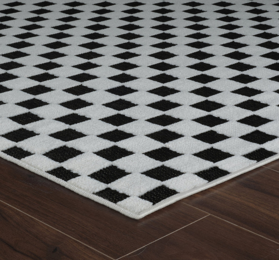 Ivory Checkered Rug Checkered Black & Ivory Indoor/Outdoor Rug – Tapis Rugs & Carpet