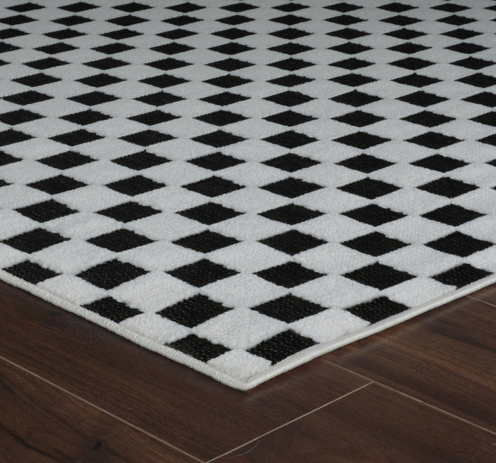 Checkered Black & Ivory Indoor/Outdoor Rug