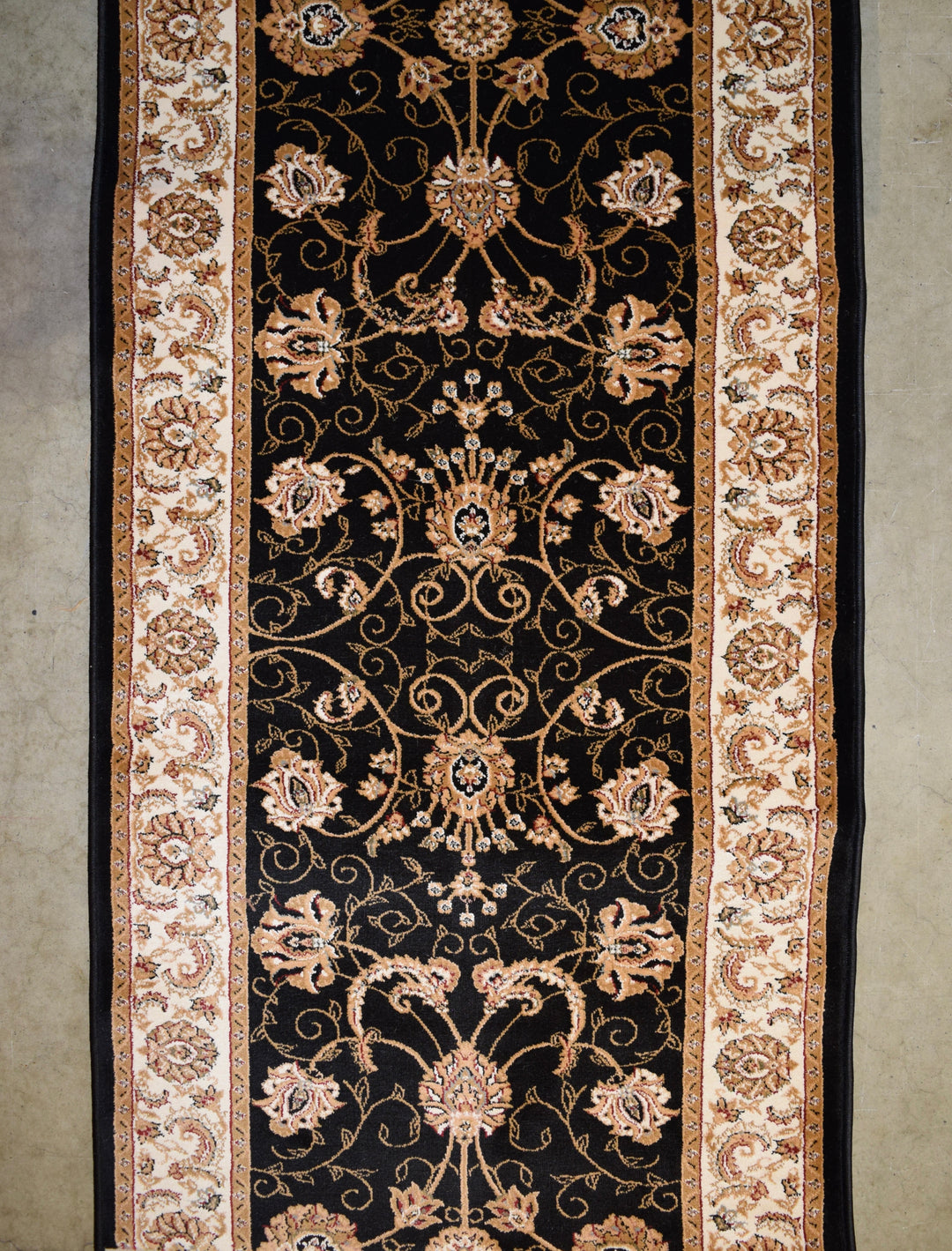 Persian Floral Black Stair Runner / Hallway Runner