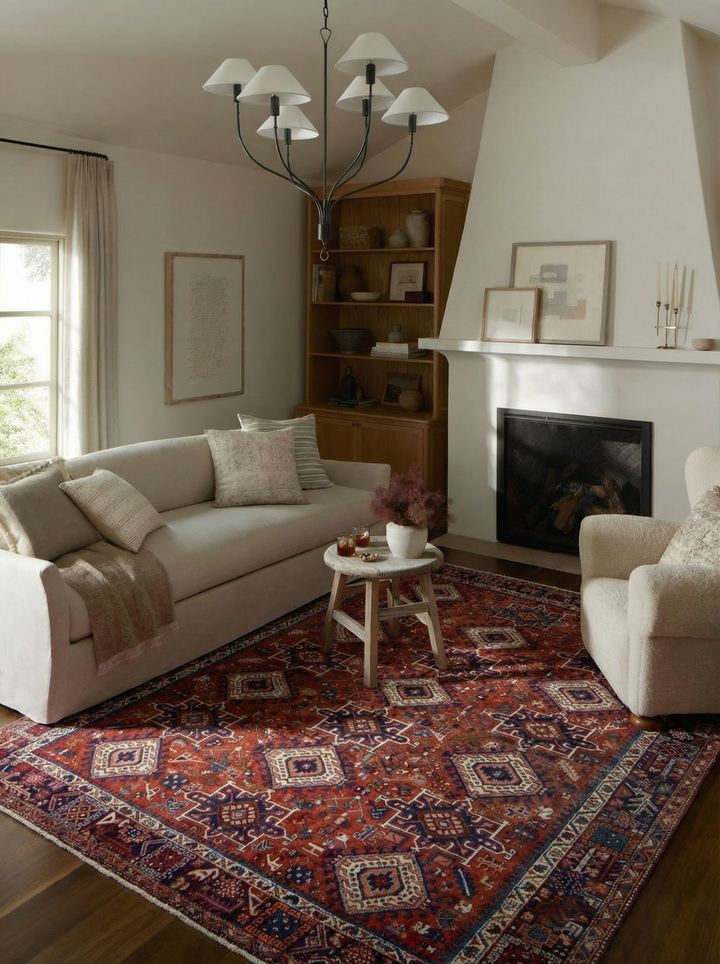 Antique Gharejeh Rust Wool Rug