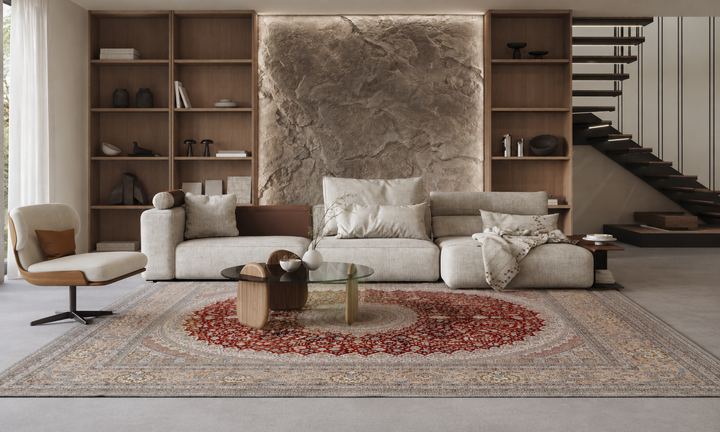 Qum Silk Red Medallion Silk Rug