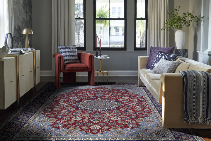 Isfahan Medallion Red Navy Rug