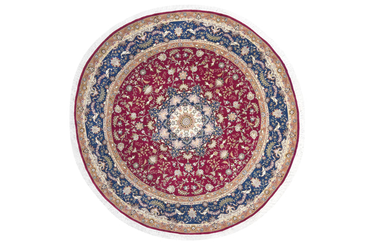 Round Tabriz Javad Medallion Flower Rug