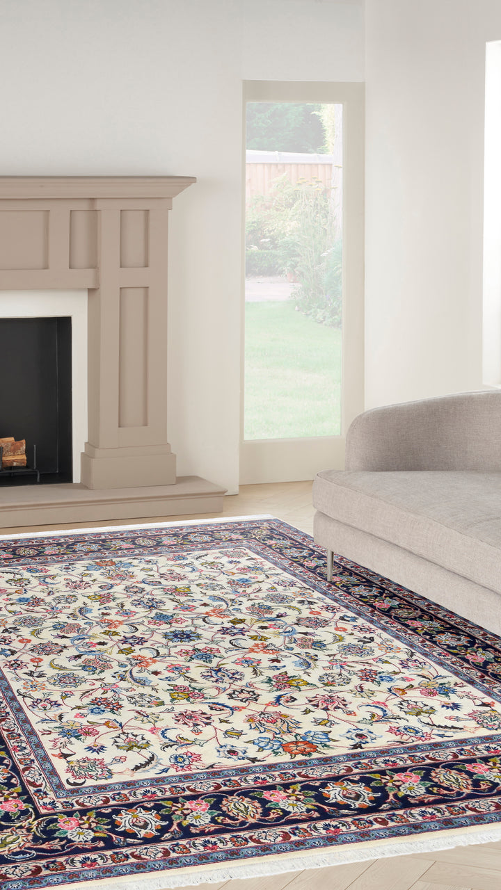 Mashad Floral Ivory Rug