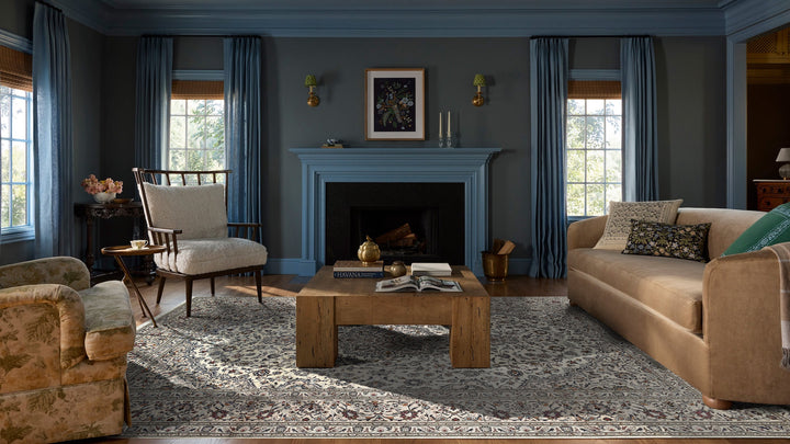 Kashan Medallion Grey Rug