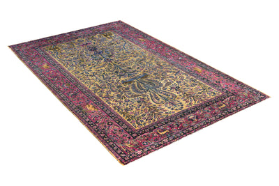 Antique Kashan Persian Silk Rug