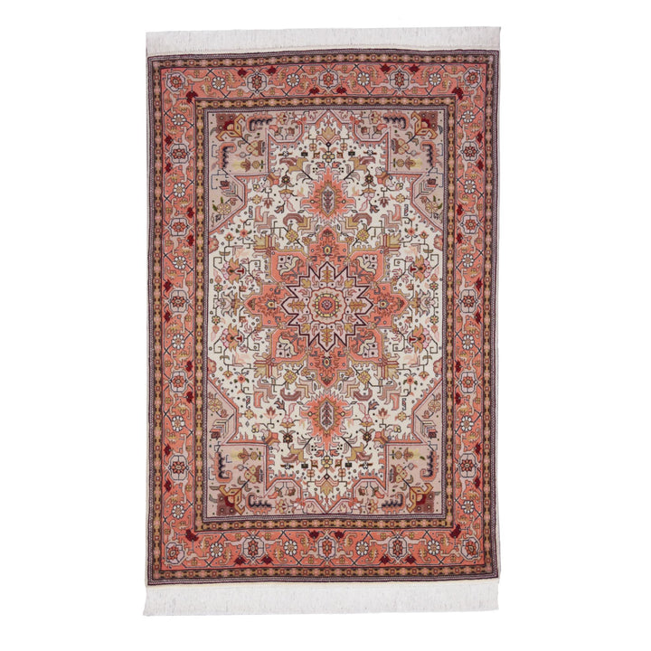 Tabriz Heriz Ivory Rose Rug