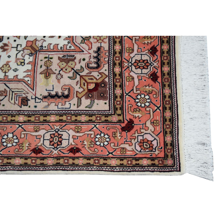 Tabriz Heriz Ivory Rose Rug