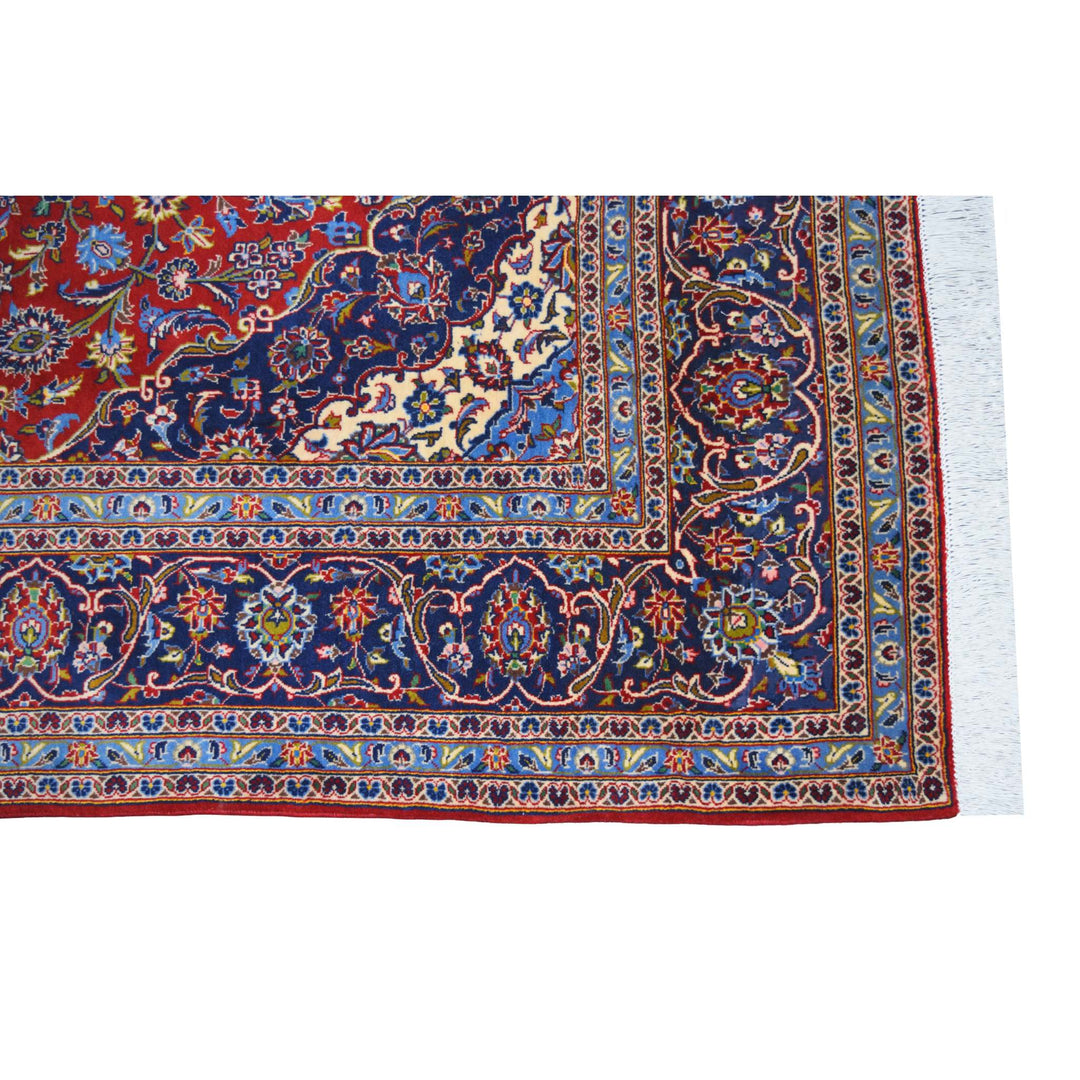 Kashan Red / Navy Medallion Cork Wool Rug