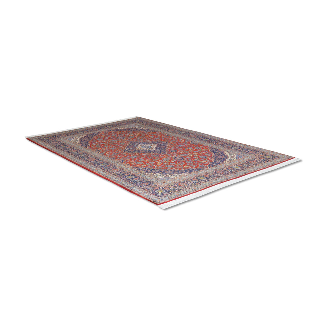 Kashan Red / Navy Medallion Cork Wool Rug
