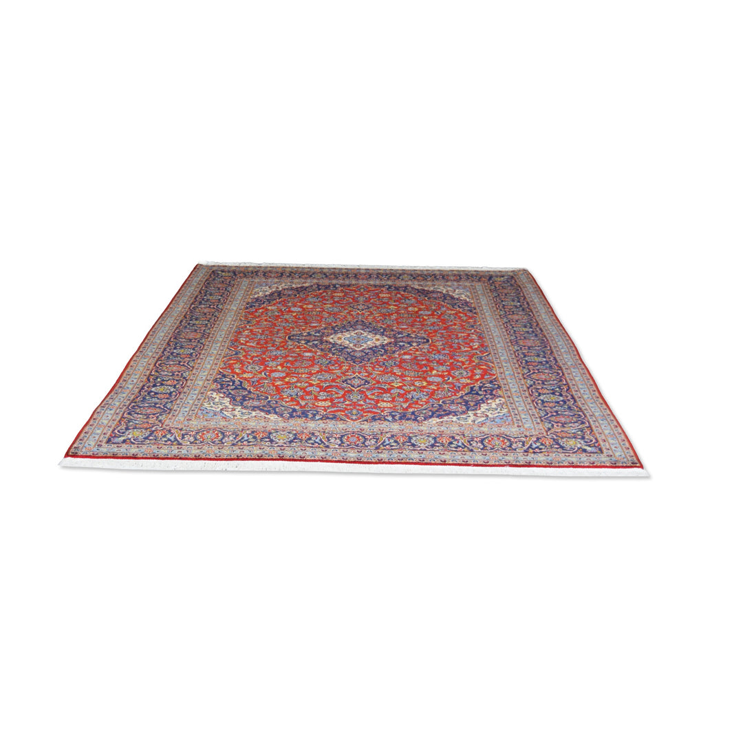 Kashan Red / Navy Medallion Cork Wool Rug