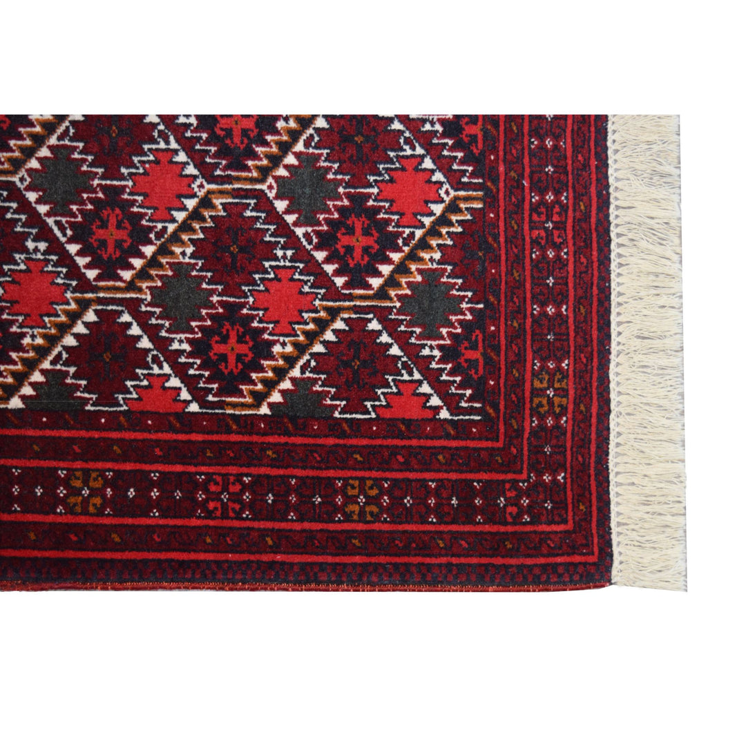 Turkoman Geometric Red Runner Rug