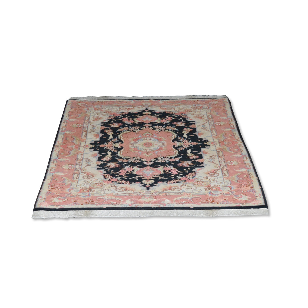 Tabriz Deep Salmon Medallion Wool &amp; Silk Rug