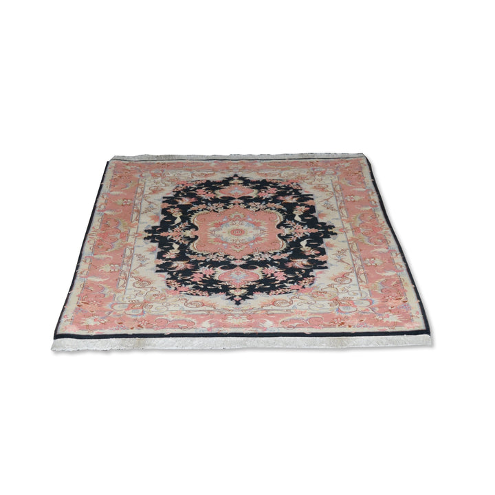 Tabriz Deep Salmon Medallion Wool &amp; Silk Rug