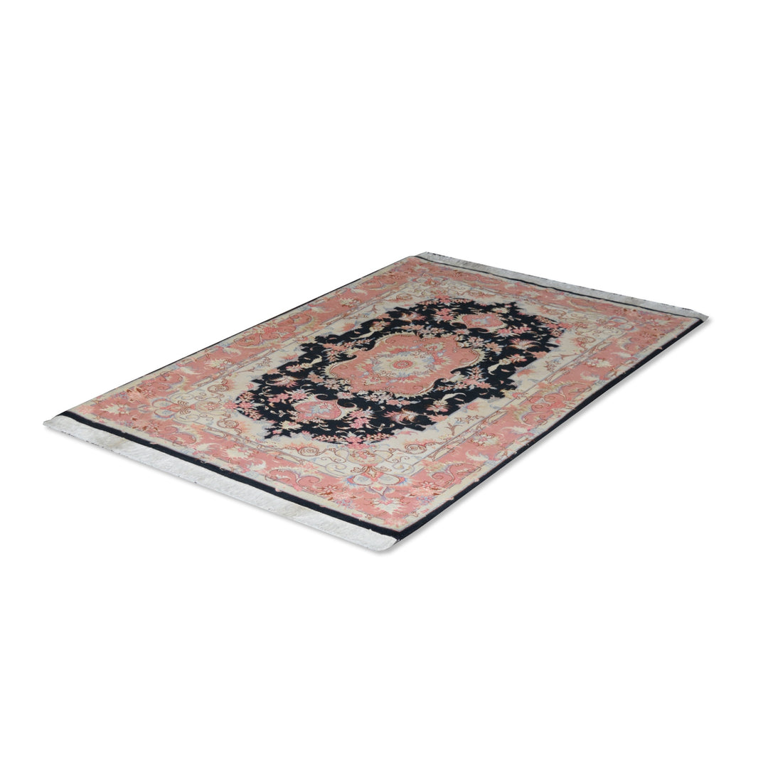 Tabriz Deep Salmon Medallion Wool &amp; Silk Rug