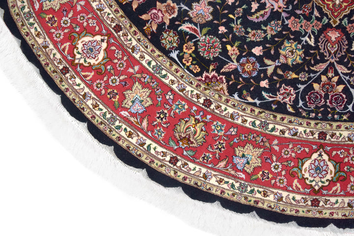 Round Tabriz Medallion Javad Dark Rug