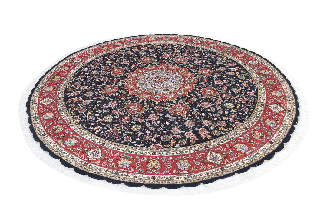 Round Tabriz Medallion Javad Dark Rug