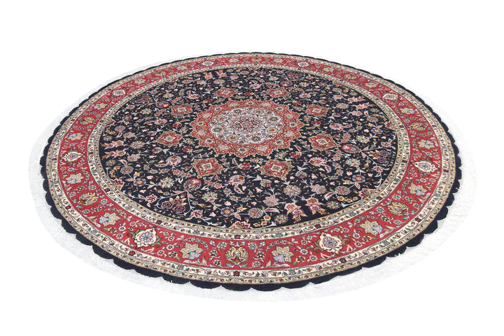 Round Tabriz Medallion Javad Dark Rug