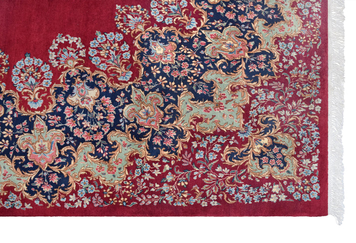 Vintage Kerman Red Floral Rug