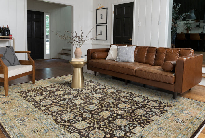 Chobi Ziegler Brown & Teal Rug