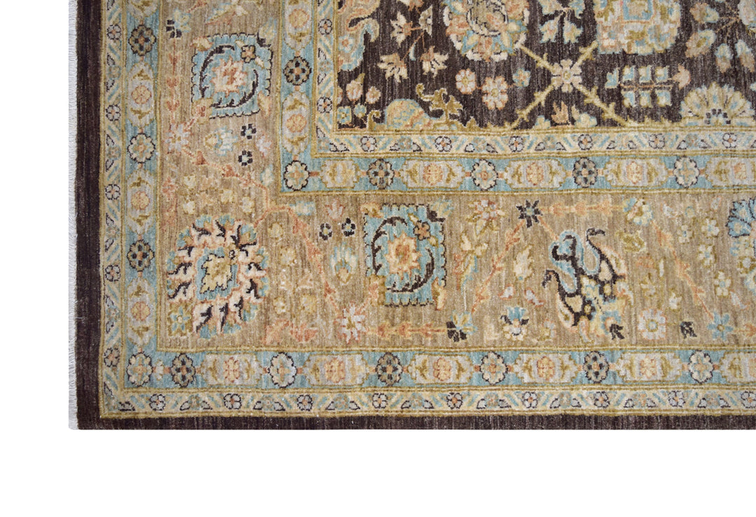 Chobi Brown & Teal Rug handmade area rug Shop Tapis 