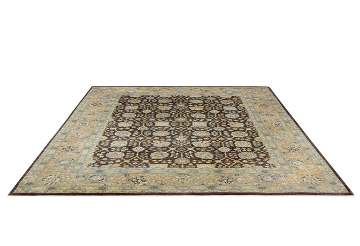 Chobi Brown & Teal Rug handmade area rug Shop Tapis 