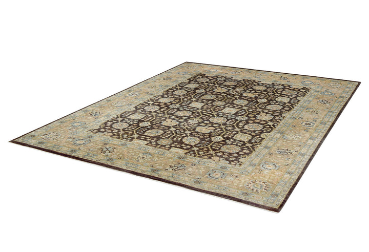 Chobi Brown & Teal Rug handmade area rug Shop Tapis 