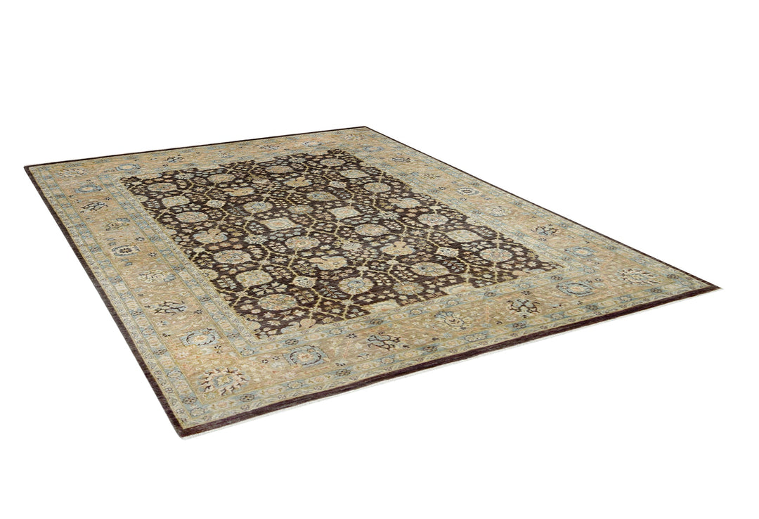 Chobi Brown & Teal Rug handmade area rug Shop Tapis 