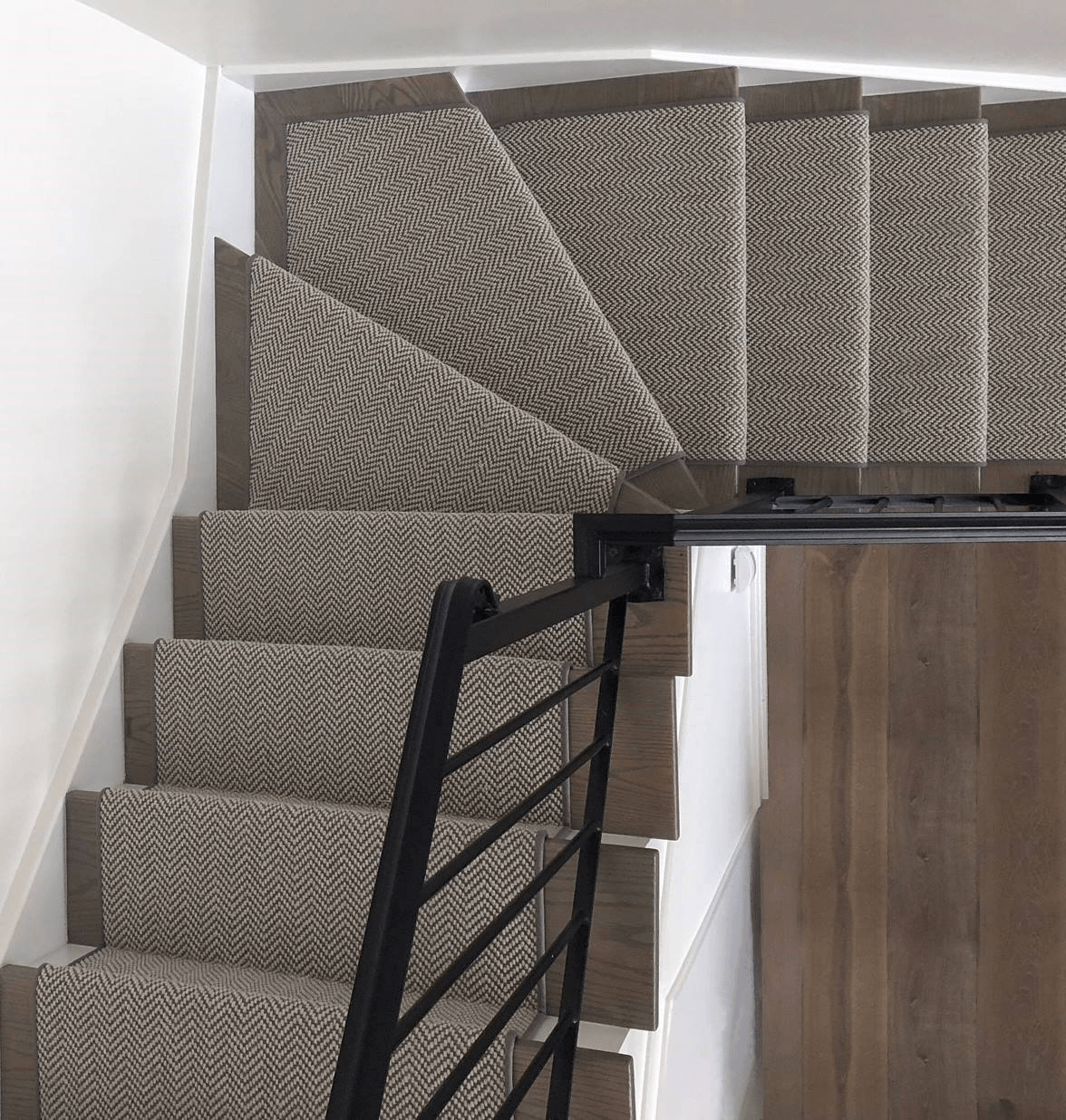 Modern Gray Herringbone Carpet Runner for Stairs – Direct Carpet