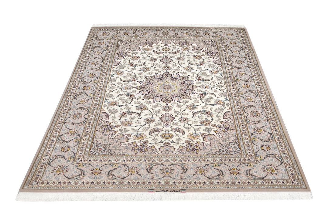 Isfahan Ivory & Beige Rug (5 x 7) (13367) Rugs Shop Tapis 