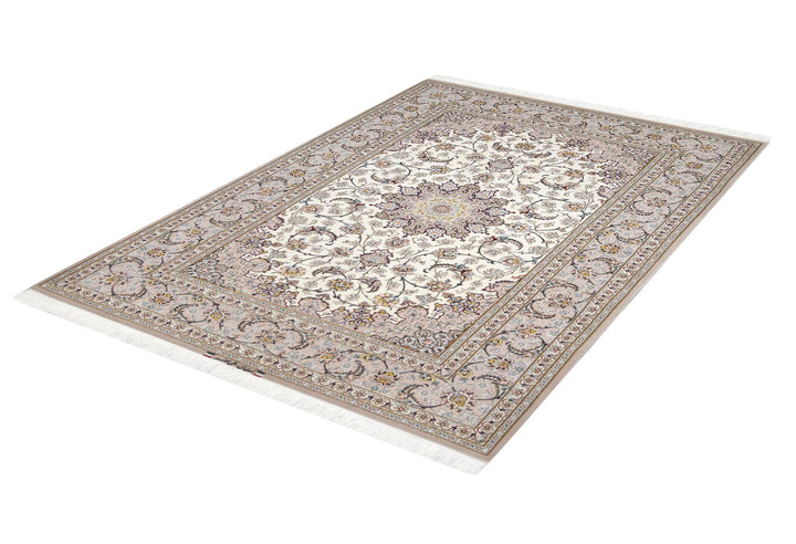 Isfahan Ivory & Beige Rug (5 x 7) (13367) Rugs Shop Tapis 